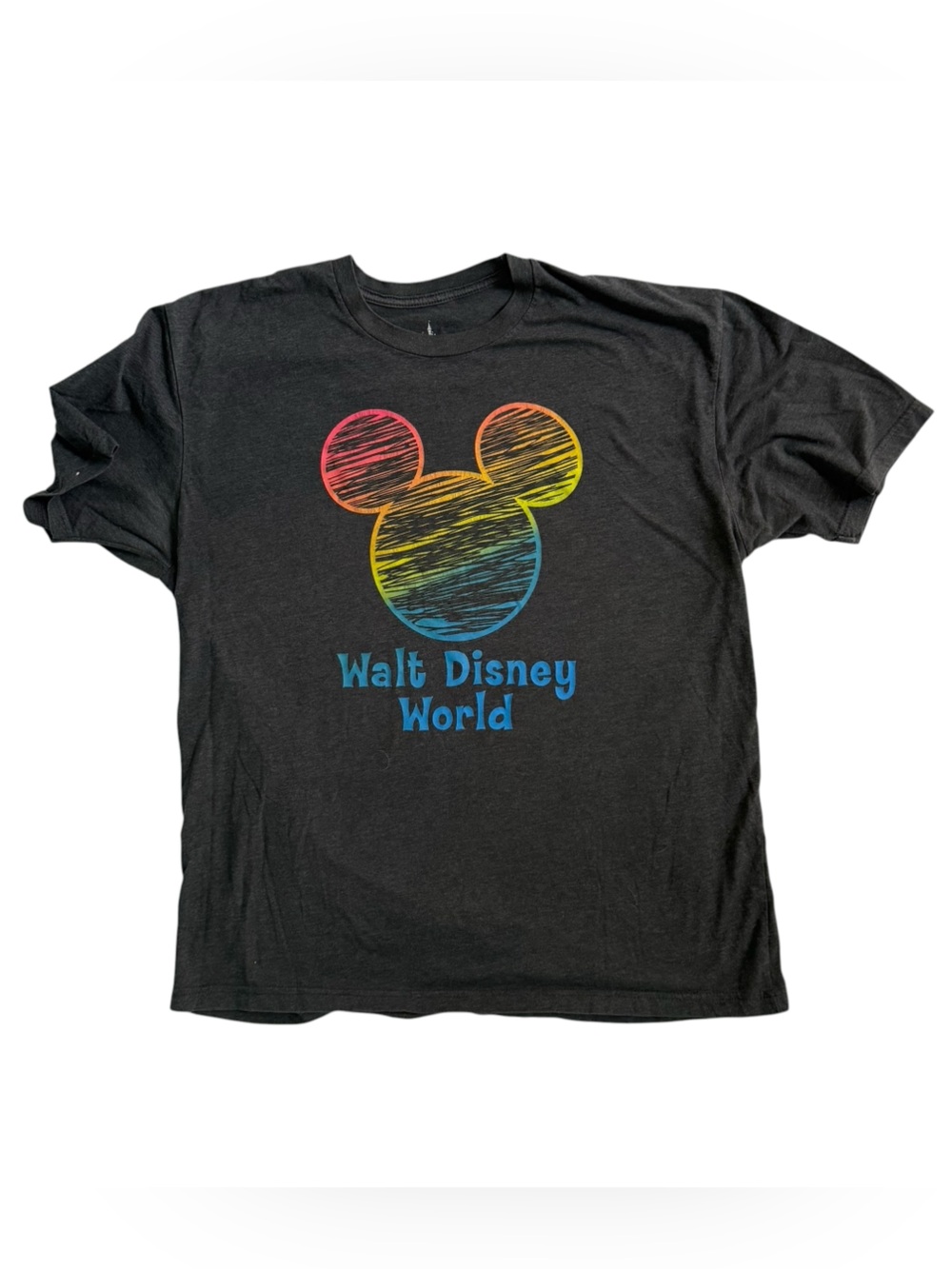 Walt Disney World Rainbow Ombré Mickey Ears Tee XL Gray Cotton Blend T-Shirt